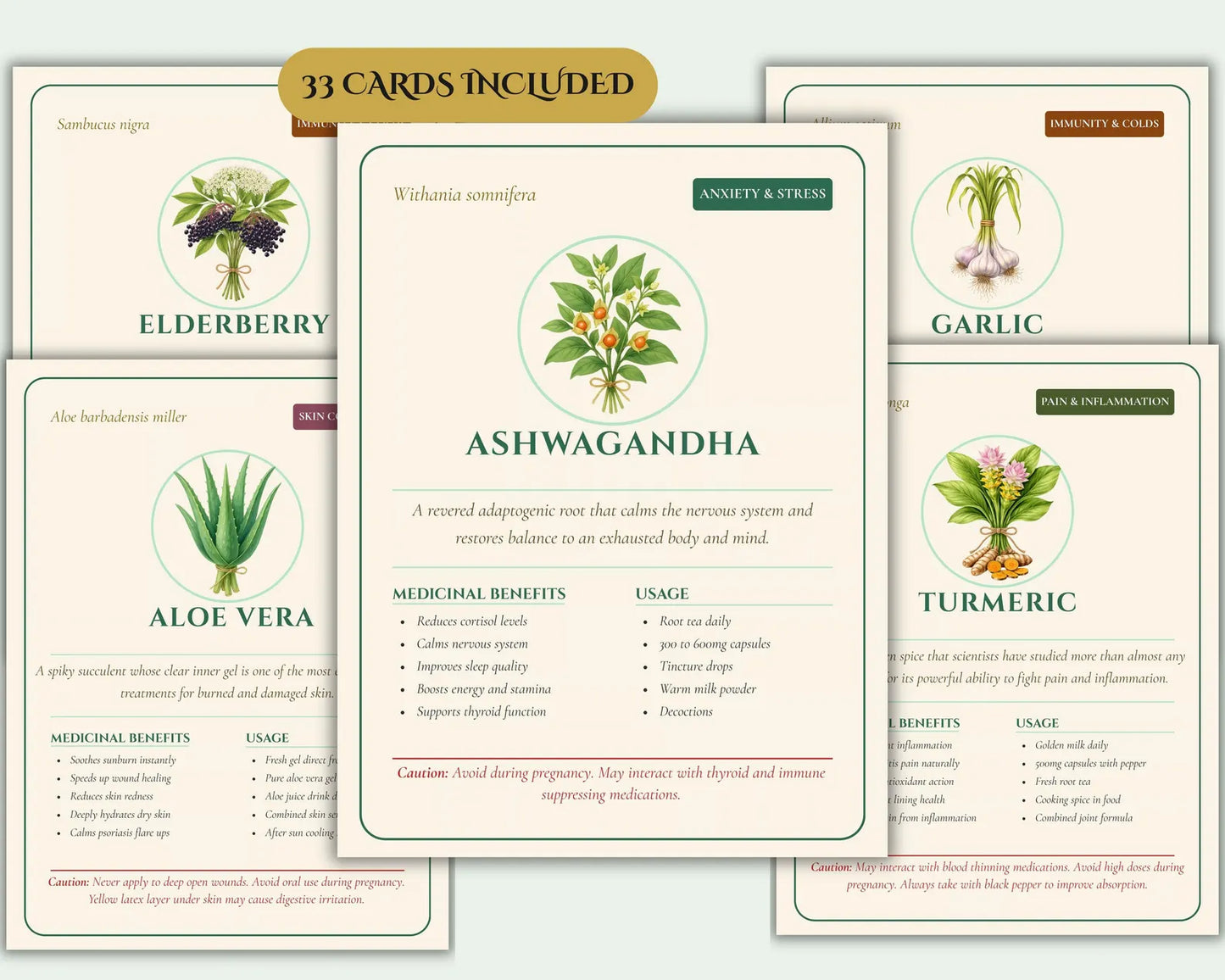 33 Herbal Remedy Cards